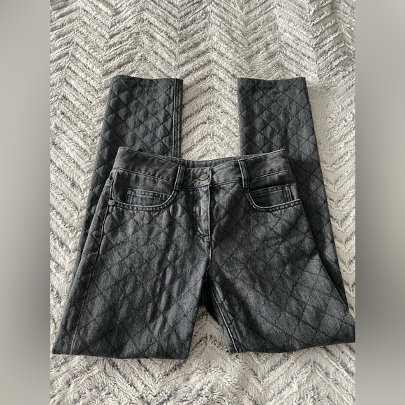 🖤🤍 CHANEL Quilted Stitched Grey Denim Jeans - Picture 10 of 17
